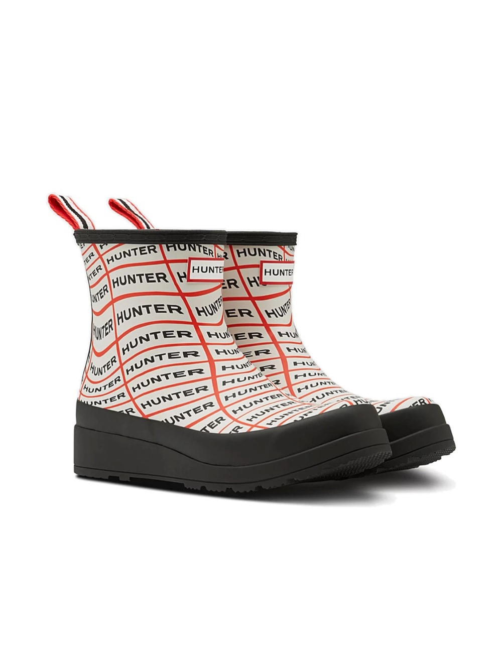 Hunter White & Red Logo Short Rain Boots